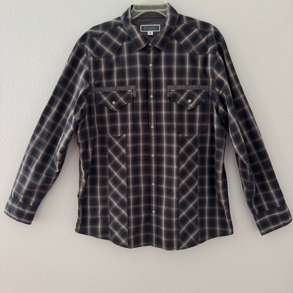 INC International Concepts Dark Plaid Button-Down Shirt